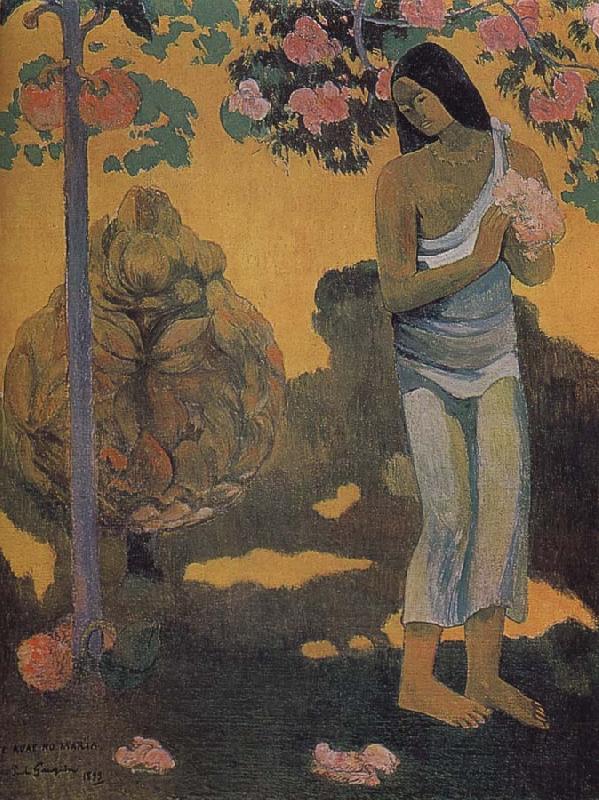 Paul Gauguin Woman holding flowers oil painting picture